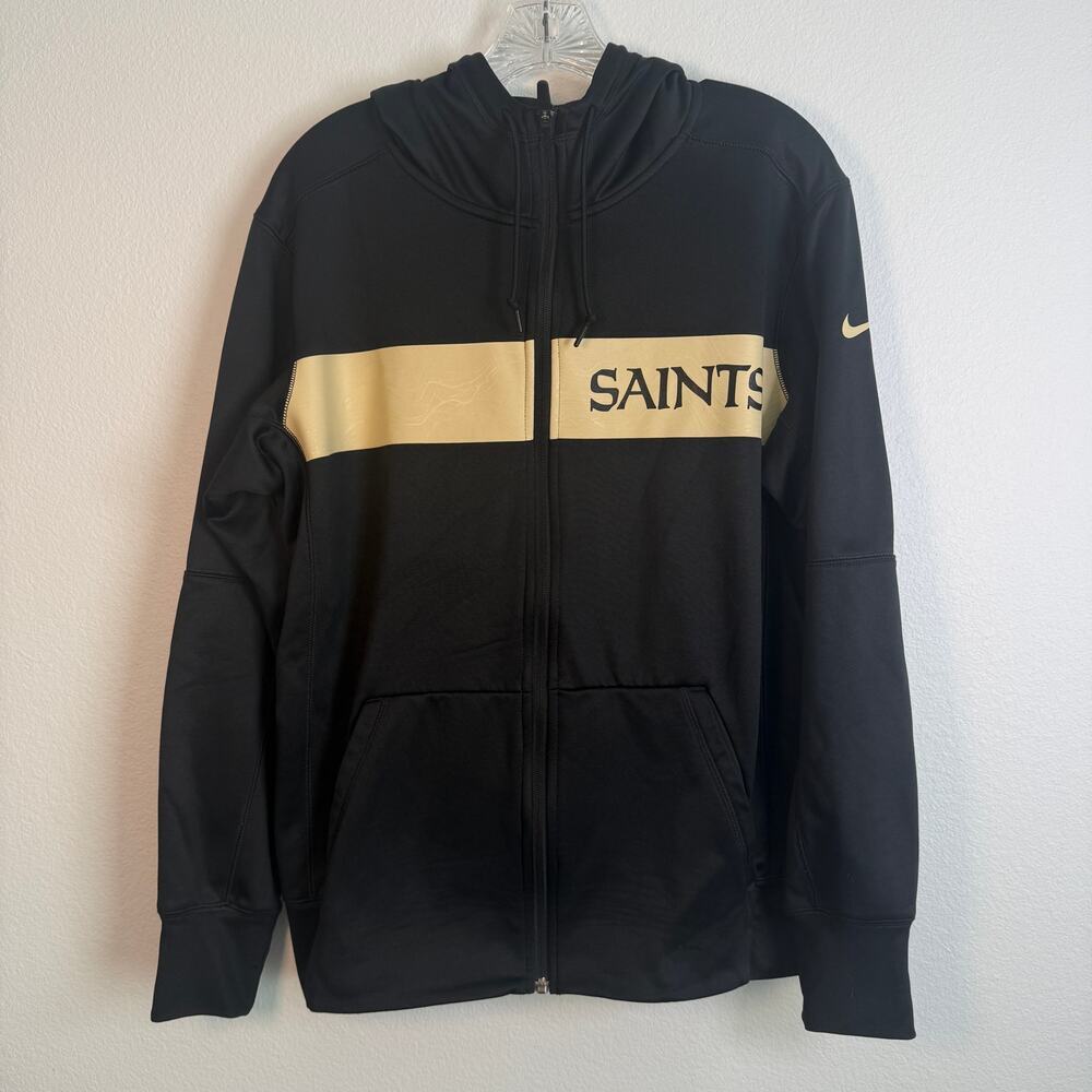 Mens Nike Black New Orleans Saints Team Sideline Full-Zip Hoodie Size M